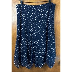 VINTAGE Navy Blue Polka Dot Midi Skirt Coquette Asymmetrical Fairy Handkerchief